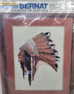 Bernat Chief of 5 Nations counted cross stitch kit native feathers - Picture 1 of 6