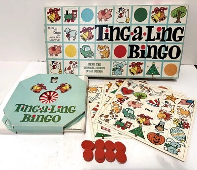 Vintage TING-A-LING BINGO GAME Complete! Cadaco 1968 #282 Musical Chimes - Image 1 of 4