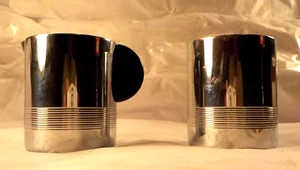 Vintage Chrome Bakelite Handle Creamer -Sugar Bowl Ribbed Art Deco - Picture 1 of 24