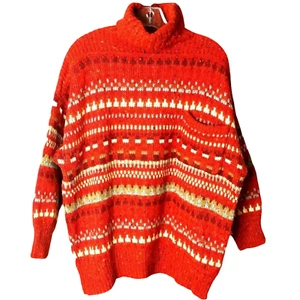 Fabrizio Men's Sweater Grandpa Red Turtle Neck Pullover Long Sleeve Pocket Sz M - Picture 1 of 8