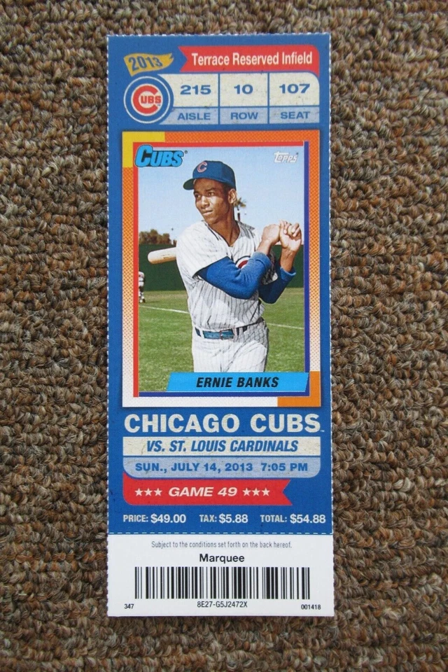 CHICAGO CUBS VS ST. LOUIS CARDINALS 7/14/2013 FULL TICKET ~ MOLINA/BARNEY HRs - Image 1 of 1