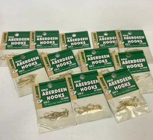 144 ~ 12 packs of 12 Laker Gold Aberdeen Fish Hooks Size 8 - Picture 1 of 3