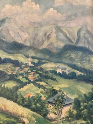 Très Belle Peinture Paysage Eglise Orthodoxe Ecole Russe ? Huile Toile 1930 Art - Photo 1/4