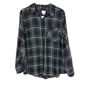 NWT Isabel Maternity Casual Woven Shirt Buttondown Black Size Medium M NEW - Picture 1 of 11