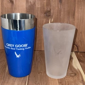 New GREY GOOSE VODKA BRANDED GLASS METAL SHAKER Bartender Bar - Picture 1 of 10