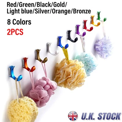 8 Colours Aluminium Wall Mounted Coat Robe Hook Clothes Bag Towel Hanger Hook 2x - Image 1 of 4