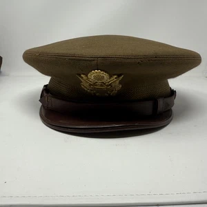 Vintage WWII Officers Hat Coronet Fitted Mens 7 3/8 Wool Military Uniform - Picture 1 of 7