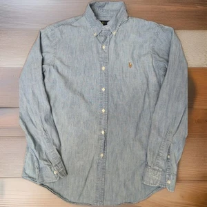 Ralph Lauren Hemd Herren L Blau Chambray Langarm Button Down Pony Preppy - Bild 1 von 20