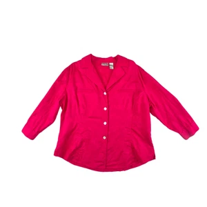 Blusa Chico's 2 Grande Fucsia Lino Algodón Viaje Botón Frontal Ropa Resort Camisa - Imagen 1 de 10