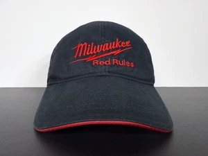 Milwaukee Red Rules Hat Cap Strap Back Black Red Logo Power Tool Adjustable Mens - Picture 1 of 8