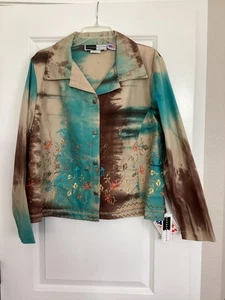 Rhonda Stark Women's Gypsey Embroidered Jacket XL Turquoise Western Boho NEW - Picture 1 of 9