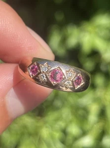 Fine 9 Carat Gold Ruby & Diamond Exceptional Victorian Style Ring London 1989 - Picture 1 of 6