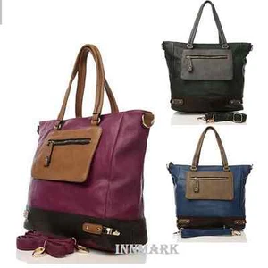 Women's Designer Handbag Leather Look Medium Shoulder Bag Green Blue Red / 107 - Picture 1 of 4