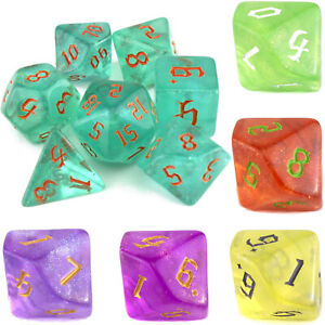 Poly Dice Set - Chaos Glitter (Select Colour) / RPG D&D DND Dungeons & Dragons