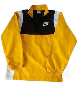 Vintage 90s NIKE Windbreaker Light Jacket Youth Size M 10-12 Yellow Black White - Picture 1 of 3