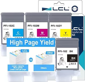 GENUINE LCL 130ml Ink Cartridges Replacement Canon PFI102 PFI-102 BK M Y X4 LOT - Picture 1 of 8