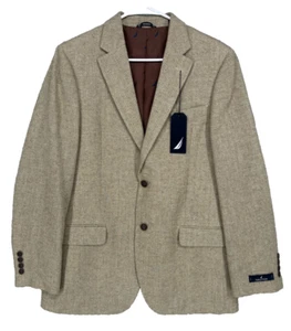 NAUTICA Men's Tweed Sport Coat 38R Tan Herringbone Modern Fit Branford - Picture 1 of 8