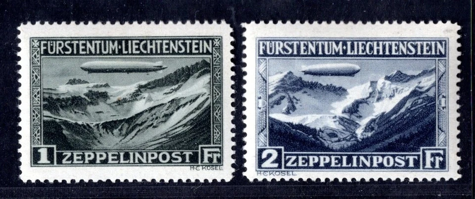 JUEGO ZEPELÍN LIECHTENSTEIN 1931 SCOTT #C7-C8 COMO NUEVO BISAGRAS Foto 1 de 2