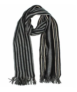 *NEW Apt 9 Classic Striped Black & Grey Fringed Winter Scarf 70" Unisex-Adult - Picture 1 of 3