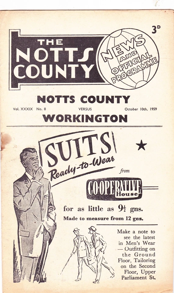 1959  1960   Notts County  v   Workington - Image 1 of 1