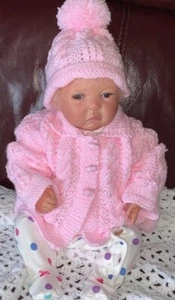 Aran Baby Cardigan and Hat Pattern. VR85 - Picture 1 of 5