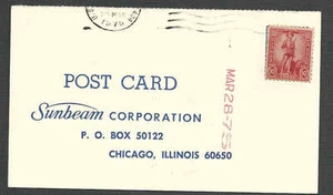 DATED 1975 PPC SUNBEAM CORP USED THE WAR SAVINGS STAMP ON CARD 10c RATE - Picture 1 of 1