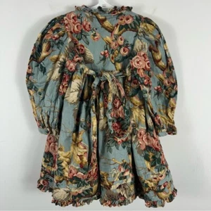 ❤️ Vintage Floral Kids Dress in Blue and Gold 3 - Picture 1 of 10