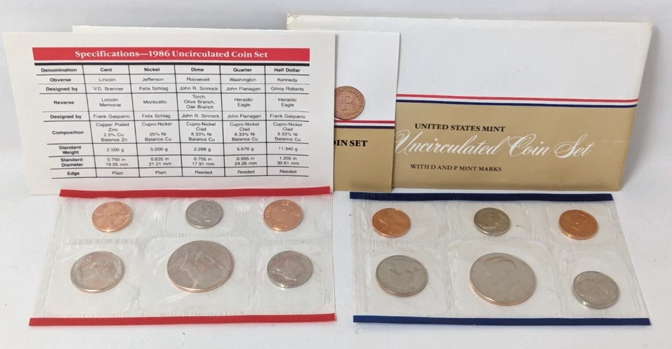 Vintage 1986 United States US Mint Uncirculated D & P Coin Set Envelope CG24 - Image 1 of 4