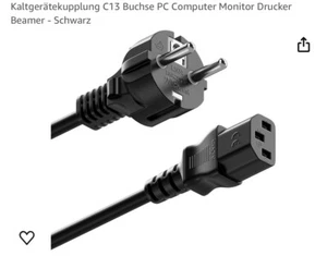 Kaltgerätestecker C13 zu Schutzkontakt Netzkabel Stromkabel Kaltgerätekabel - Bild 1 von 8