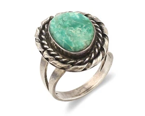 Navajo Ring .925 Silver Green Turquoise Native Artist C.1980's - Picture 1 of 9