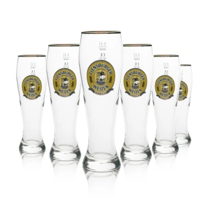 6x Flensburger Bier Glas Weizen 0,3l Goldrand Rastal Hefe Weißbier Gläser Küste - Bild 1 von 3