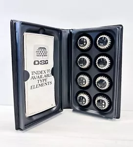 New Set Of 8 IBM Selectric Typewriter Balls In Stasher Storage Case, 1970s MCM - Picture 1 of 10