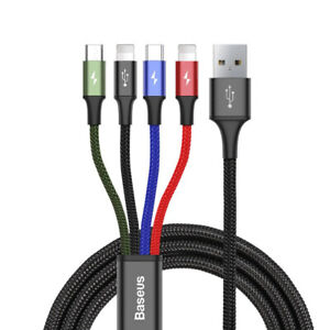 Baseus 4 IN 1 USB Ladekabel Micro USB Typ-C Lighting 3,0A Schnelllade Kabel 