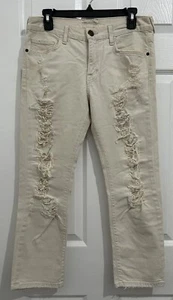 Aktuelle Elliott Boyfriend Jeans Beige Distressed Cropped Relaxed Gr. 24 - Bild 1 von 19