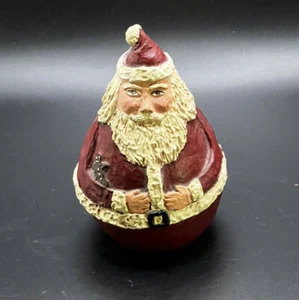 Roly Poly Santa Figurine 1981 Resin signed and numbered 4.75” Tall - Picture 1 of 5