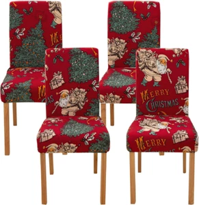 4 PCS Dining Room Chair Cover Protector Slipcovers Washable Christmas Xmas Decor - Picture 1 of 12