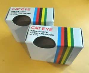 2 NOS CAT EYE 3000 BRAUN BAUMWOLLE Fahrradlenker Band Bar Wrap STANGENENDBAND - Bild 1 von 3