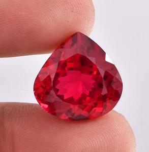13x13 MM Natural Mozambique Blood Red Ruby Heart Cut Loose Gemstone Certified - Picture 1 of 5