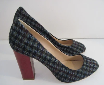 J. Zapatos de salón Crew de tweed multicolor rojo charol tacones de bloque talla 6 Italia Foto 1 de 4