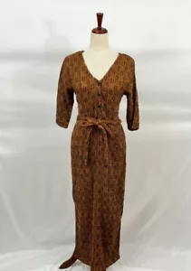 ACE & JIG Sz M Medium Ryan Dress Hero Textile Maxi 3/4 Sleeve Brown - Picture 1 of 9