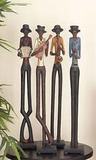 Set of 4 African Musicians Tall Skinny Leg Jazz Band Figure Statue Sculpture 24"