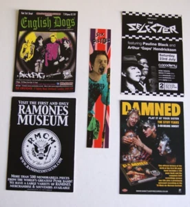 x4 Punk Postcard / Flyer & Bookmark Lot Set Sex Pistols Ramones The Damned - Imagen 1 de 2