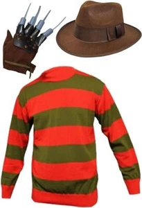GUANTO CAPPELLO MAGLIONE BAMBINI FREDDY KRUEGER - ABITO HALLOWEEN INCUBO SU OLM STREET - Foto 1 di 4