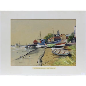 Aquarell und Gouache Gemälde von Felix Bernasconi. Der Fluss bei Gorleston - Bild 1 von 5