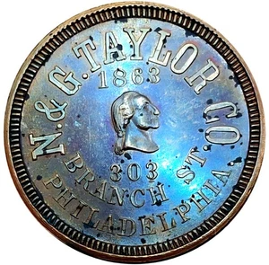 (1863) Philadelphia PA-750-V-1a (R-4) Metals N G Taylor Civil War Token - Picture 1 of 3