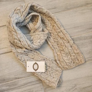 Sciarpa Aran maglione mercato uomo beige 100% lana maglia cavo fatta a mano Irlanda - Foto 1 di 11