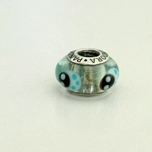 Pandora 925 Sterling Silver Blue Ladybugs Murano Glass Bead Charm - Picture 1 of 9
