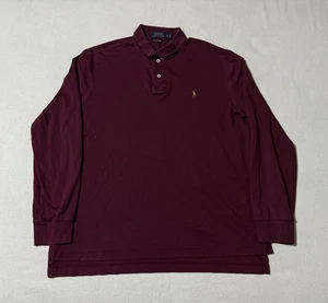 Polo Ralph Lauren Mens XL Long Sleeve Shirt Pima Soft Touch Flesh Pony Maroon - Picture 1 of 8