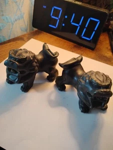 Antique Rare Shoushan Stone Foo Dog Pair Hand Carved - Picture 1 of 9