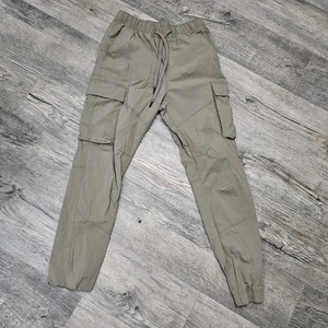 H & M Cargo Pants Slim Fit Small Beige Color Pockets Tapered Elastic Waist New - Picture 1 of 5